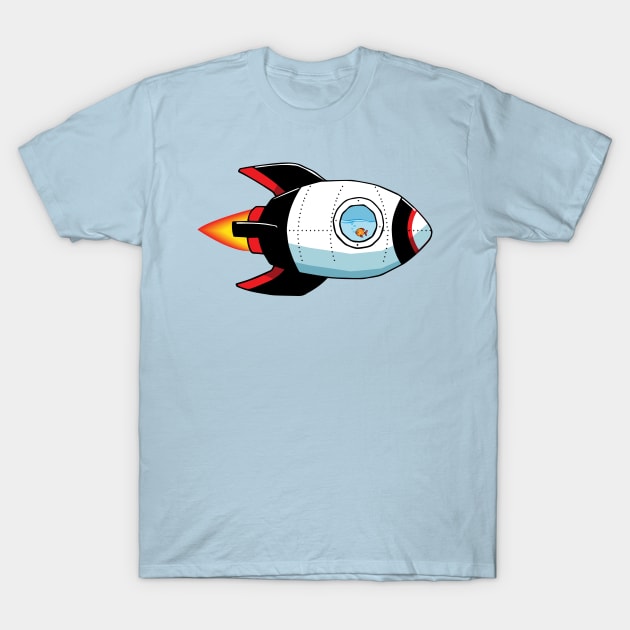 Goldfish Rocket ship T-Shirt by Vin Zzep